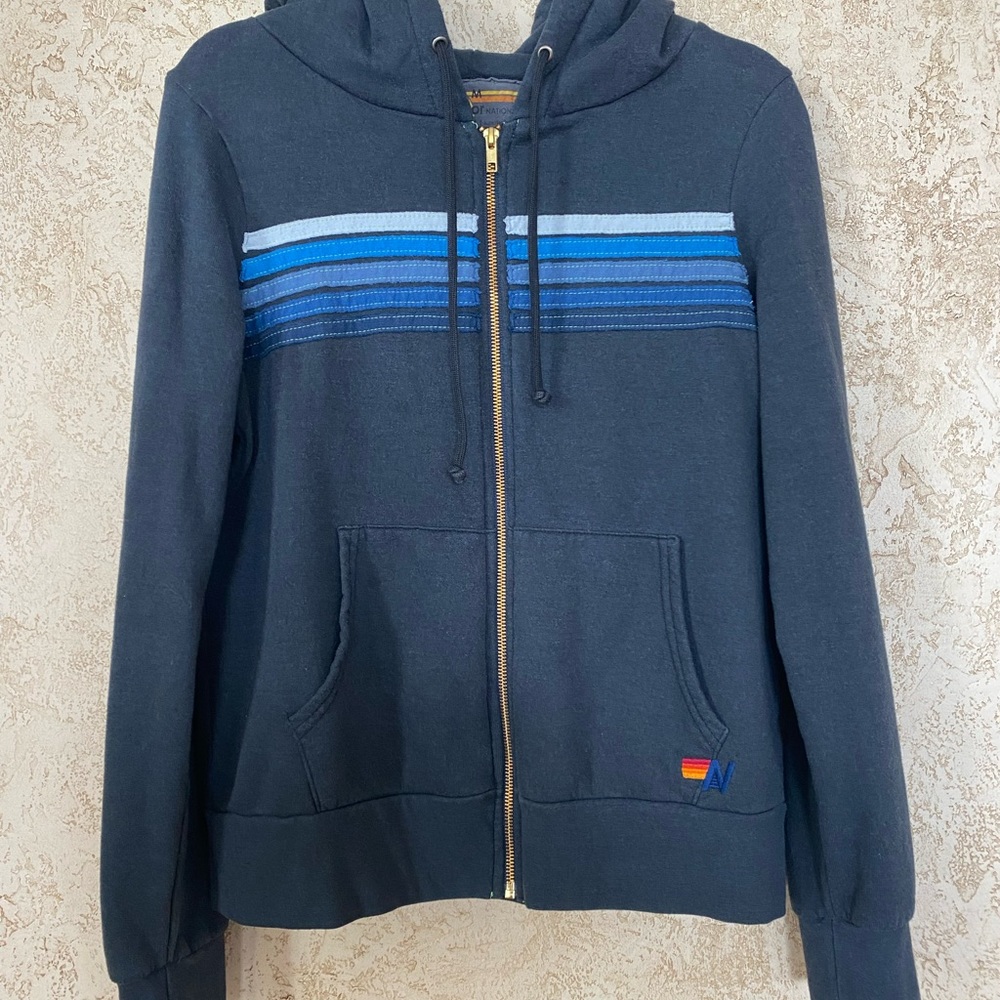 Aviator Nation 5 Stripe Full Zip Hoodie Sz Medium